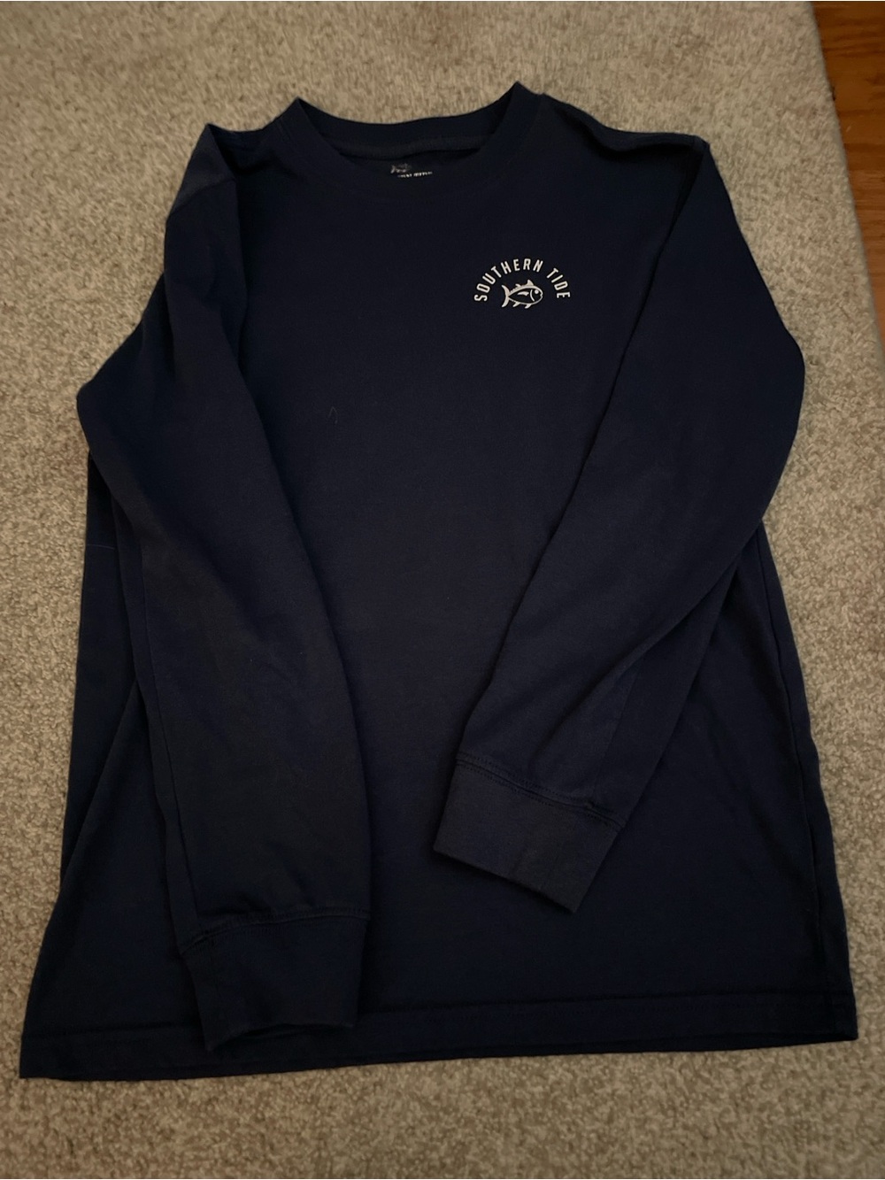 Southern Tide boys navy Long-Sleeve Crewneck shirt
